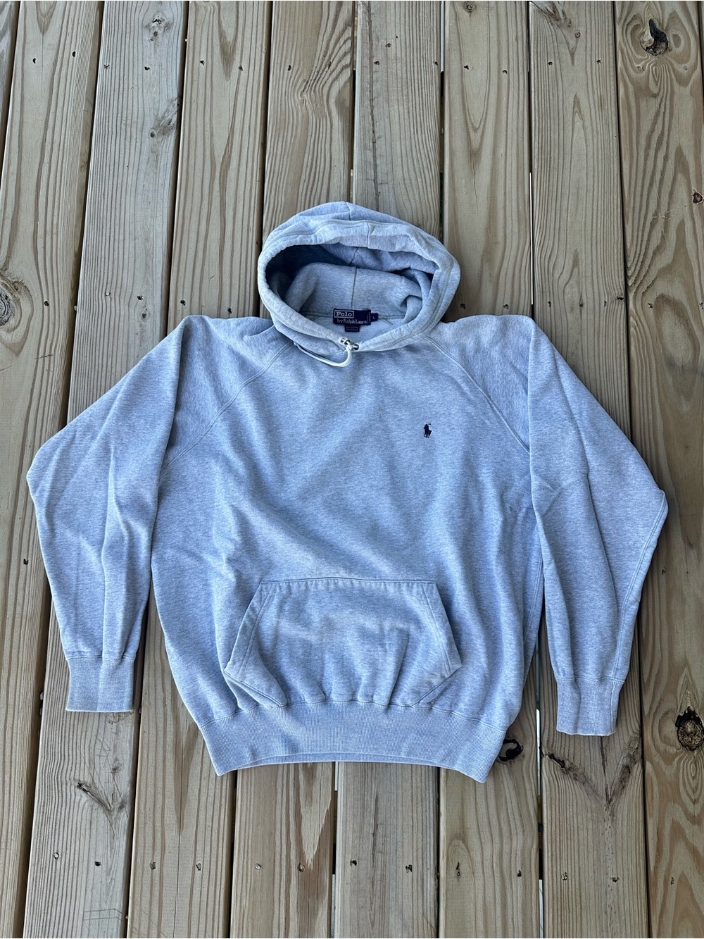 Y2K Boxy Fit Polo Ralph Lauren Grey Pony Hoodie